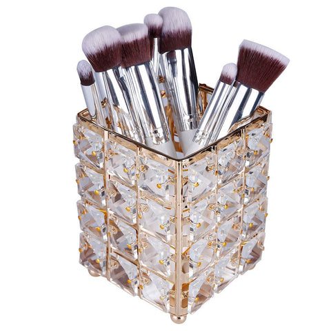 Handcrafted Crystal Makeup Brush Holder Storage Organizer