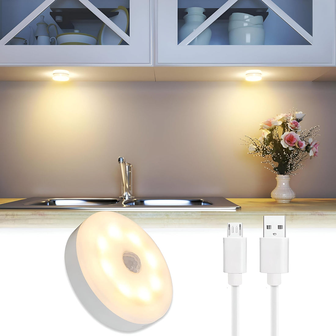 Upgrade Your Space with USB Rechargeable Adhesive Motion Sensor Light - Specially Designed for Home, Hallway, Wardrobe, Stairs, Bathroom (1)