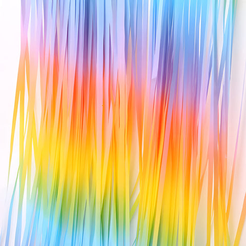 GREATRIL Gradient Pastel Foil Fringe Curtain - Pastel Color Backdrop Streamers for Kids Party/Classroom/Unicorn/Princess/Christmas Party Decorations (2 Pack)