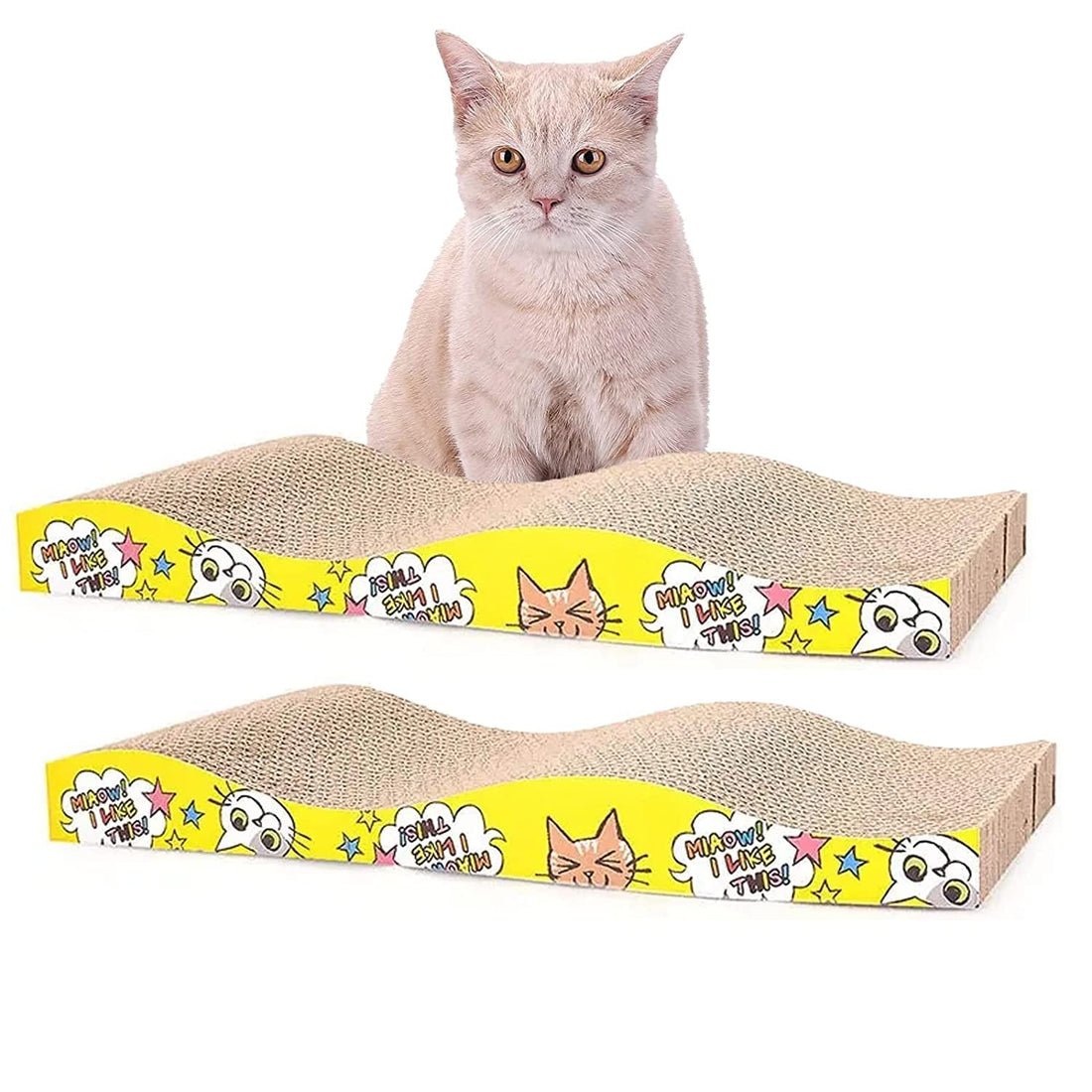Cat Scratcher Cardboard Reversible Pad with Catnip Corrugated Reversible Wave Cat Scratching Board Lounge Sofa BedCat Scratcher Cardboard Reversible Cat Scratching Pad (Cat Scratcher Wave)
