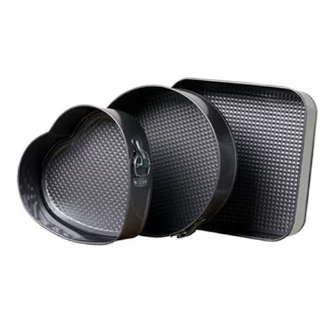Generic Set of 3 Heart & Square Spring Form Round Cake Baking TIN Tray PAN BAKEWARE