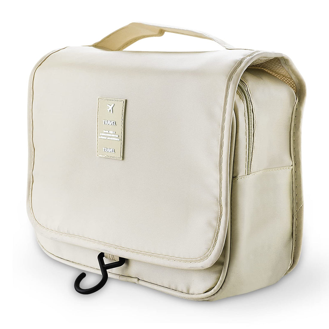 Hanging Travel Toiletry Bag - Waterproof Hanging Toiletry Bag for Women, Protable Travel Makeup Cosmetic Bag for Toiletries, Bathroom Organizer Bag with Sturdy Hook (Beige)