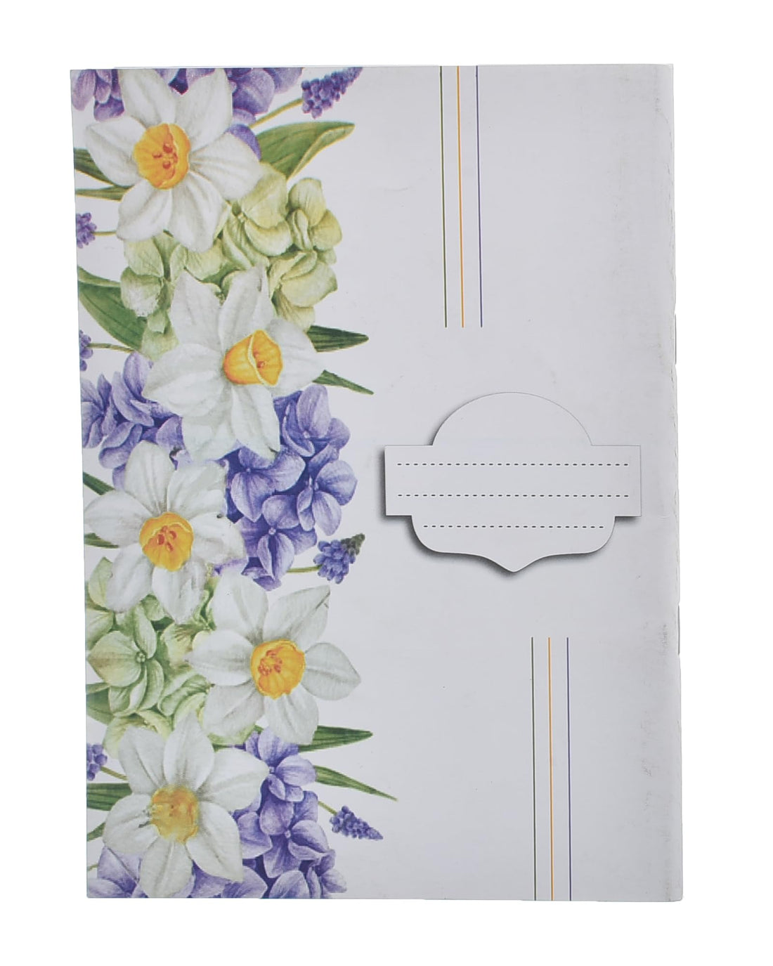 Extra Line School Stapled Notebook - Square Ruling, 60 Sheets, White Rose Design Cushioned Cover, 16x22.5 cm for Quilting Patterns - Multicolor