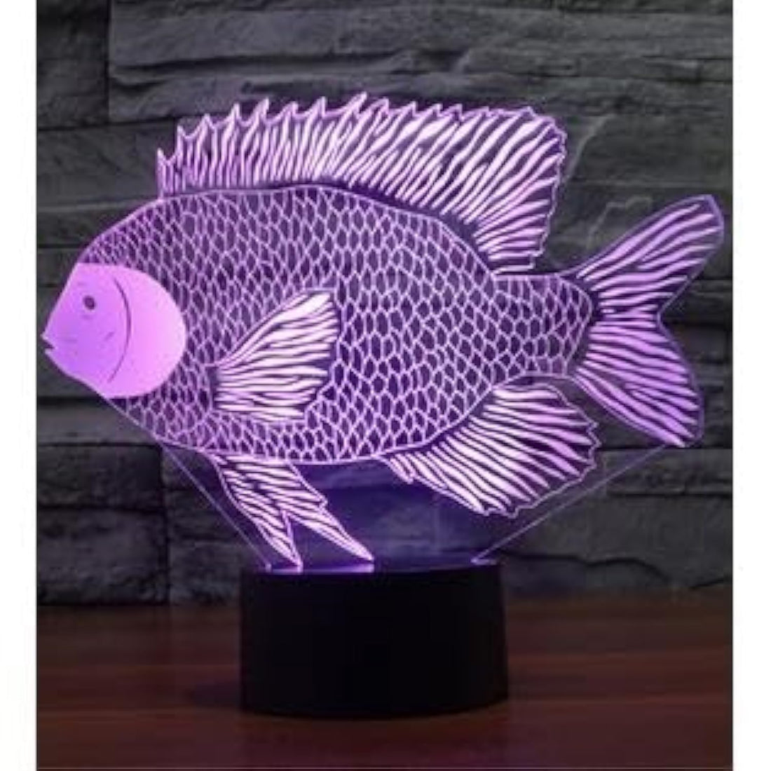 3D LED Illusion Lamp Night Light, Optical Bedside Table Night Lights Illuminating Kids Lamp 7 Colour Changing Touch Button 1.5M USB Cable Decoration Desk Lamps (Fish)