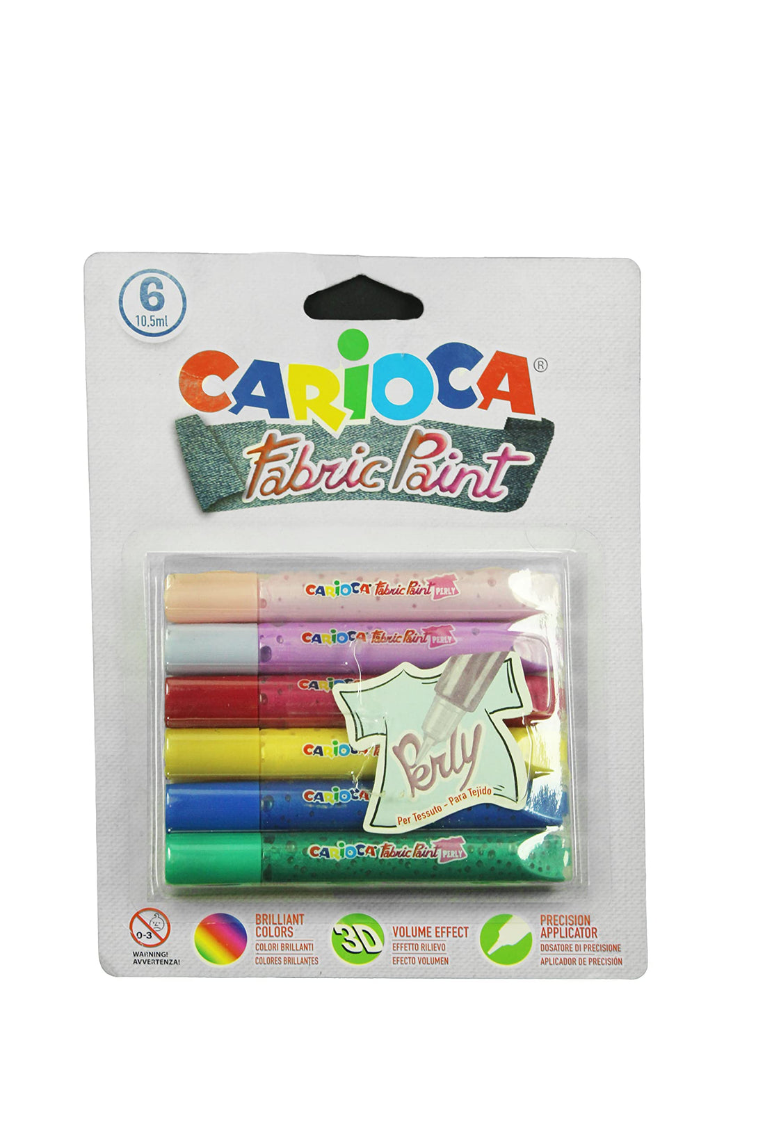 CARIOCA Fabric Paints Blister 6 X 10,5ml Perly