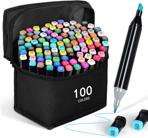 like it Dual Tip Art Markers 100 Colours With Carrying Case For Painting Sketching Calligraphy Drawing Odorless&Non Toxic Twin Head Permanent Colouring Markers For Kids Adult Beginners|Assorted
