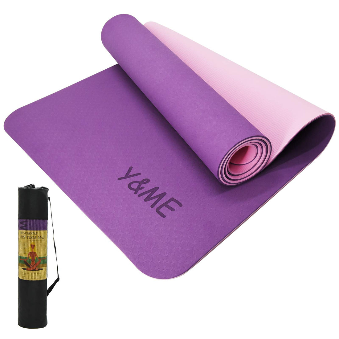 Y&Me Yoga Mat, Eco Friendly Non-Slip Thick Fitness Exercise Mat with Carrying Strap, Pilates and Floor Exercises for Gym, Non-Slip Workout Mat for Yoga, Pilates and Gymnastics 72"L x 24"W x 1/4 inch