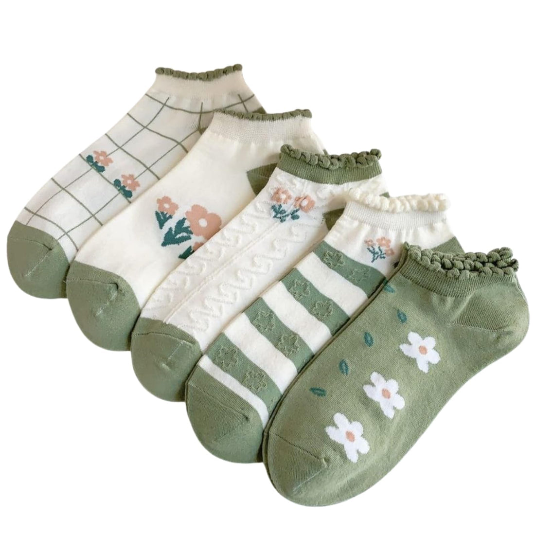 PAKJ 6 Pairs Socks for Women (Ankle), Soft Breathable Cotton Blend Socks, Daily and Sports, Fits Size 34-41
