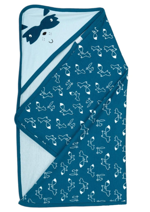 Cotton Blanket Printed Fox For Boys-Baby Blue&Petroleum