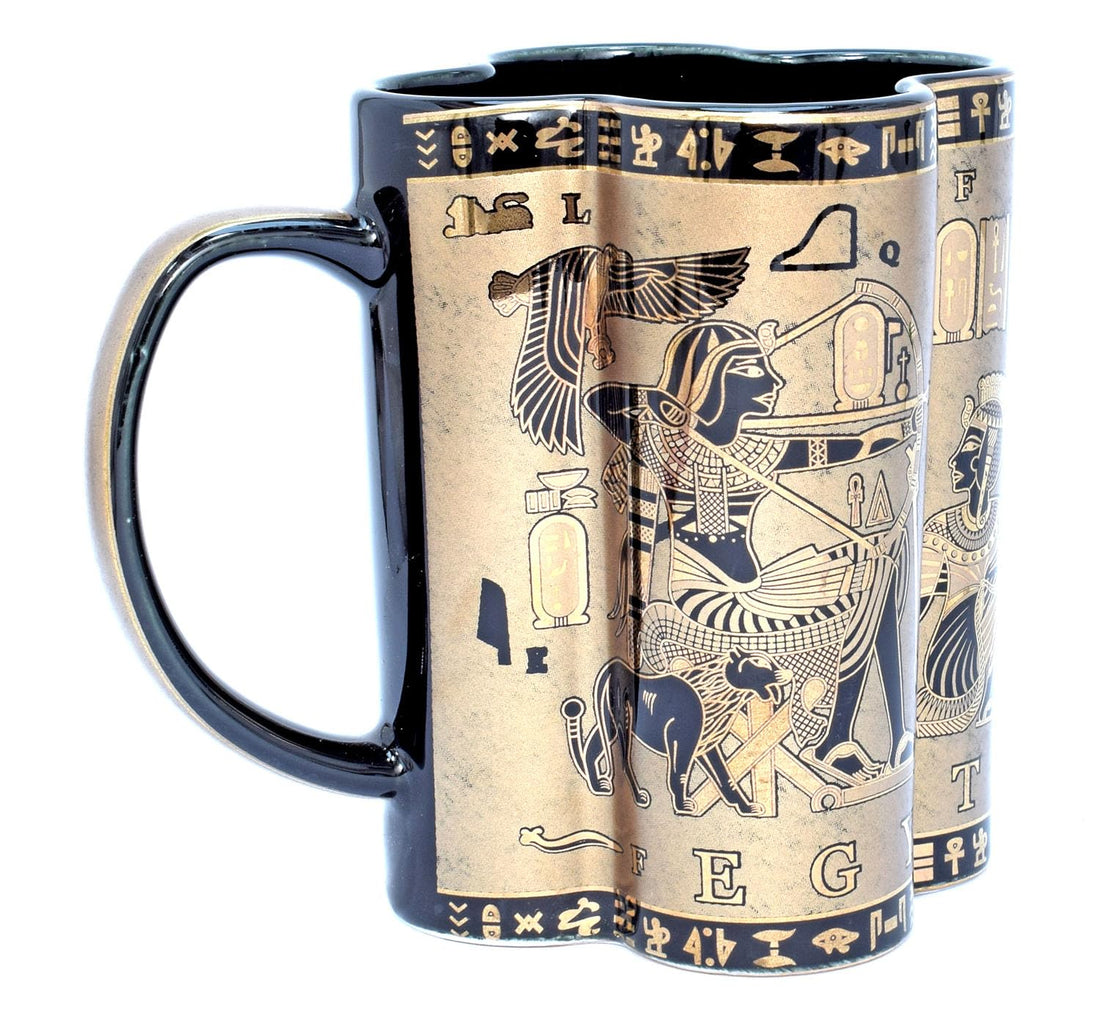 immatgar pharaonic mug ancient Egyptian souvenirs gifts from Egypt - mother day gifts (Chariot - Black Golden - 350 MM)