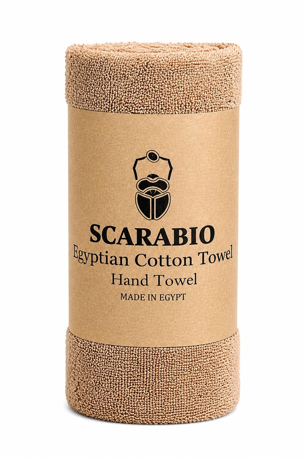 Scarabio 100% Egyptian Cotton Hand Towel, 50 x 100 cm - Extra Long Staple Cotton, Ultra Soft & Absorbent - Luxury Hotel Spa Towel - Made in Egypt (Cafe)