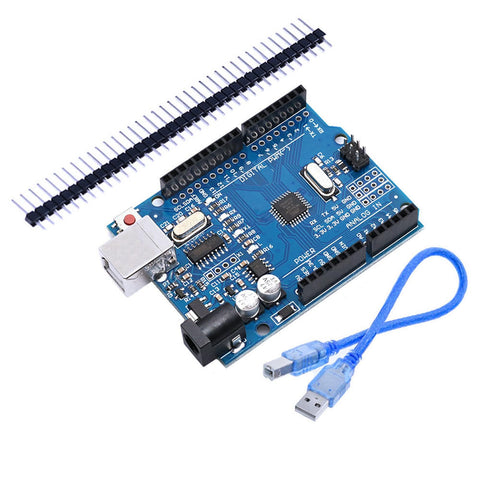 UNO R3 Board ATmega328P with USB Cable(Arduino-Compatible) and 2.54mm Straight Pin Header for Arduino