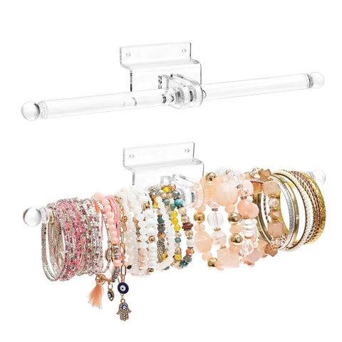 BEST MEDIA 2-Way Acrylic Slatwall, Wall Mount Jewelry Display Rack, Clear Necklace Holder, Bracelet Showcase Organizer for Dangling Accessories, Retail Store Shop, 15Wx25H cm, Clear