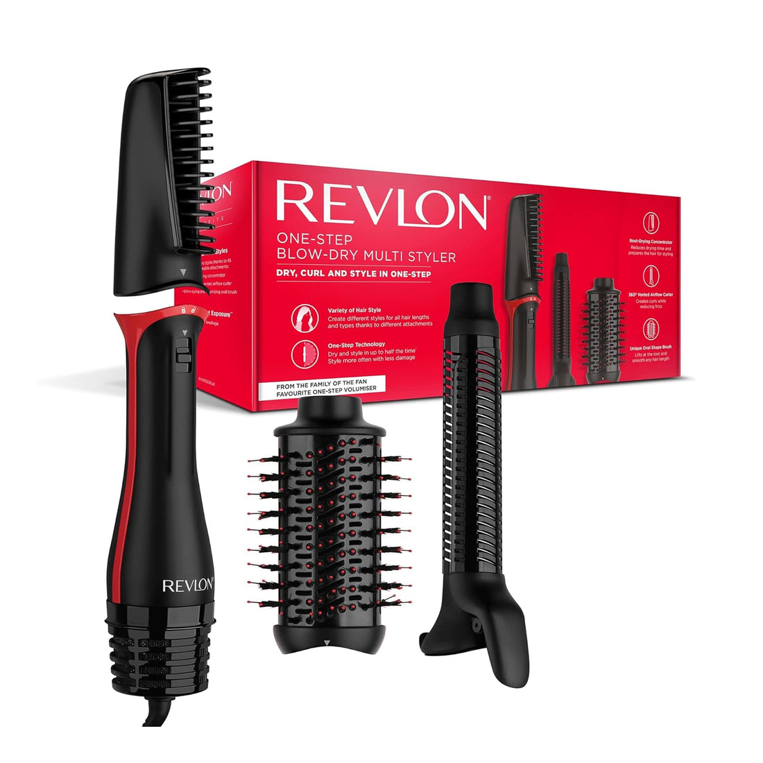 Revlon One Step Hair Dryer and Volumizer, Multi Use with 3 Attachments