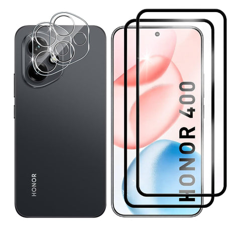 ARROWS 2 Pieces Honor 400 Tempered Glass Screen Protector + 2 Pieces Camera Film, 9H Hardness Protective Glass, HD Anti-Scratch Bubble Free Screen Protector