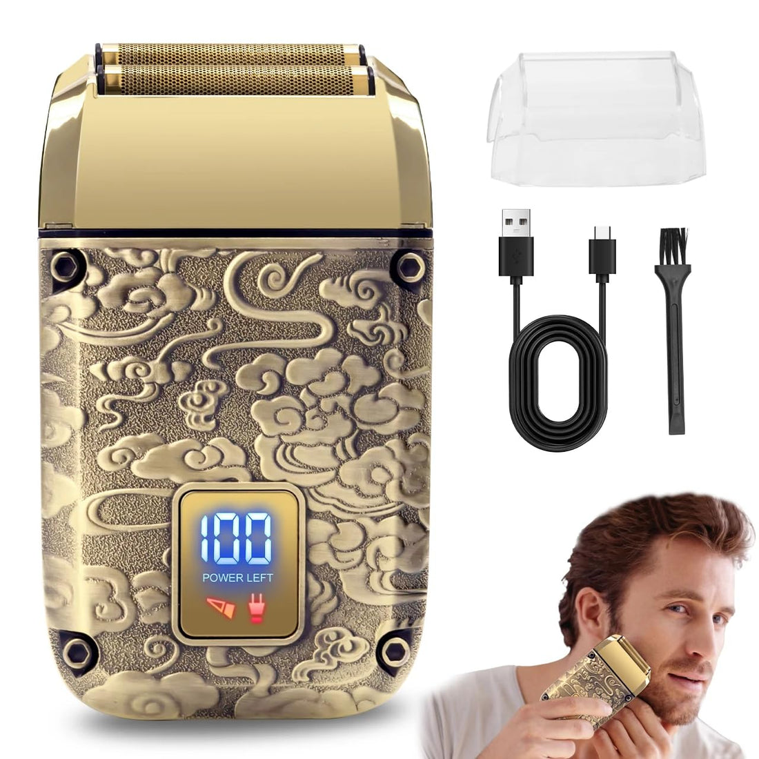 Sokany SK-16052 Electric Shaver with 4 Combs, Gold