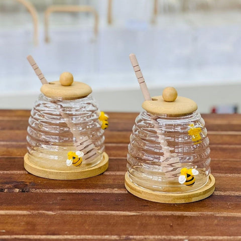 "Premium Honey Jar with Wooden Spoon - Masterpiece Provides Easy Use " - Generic