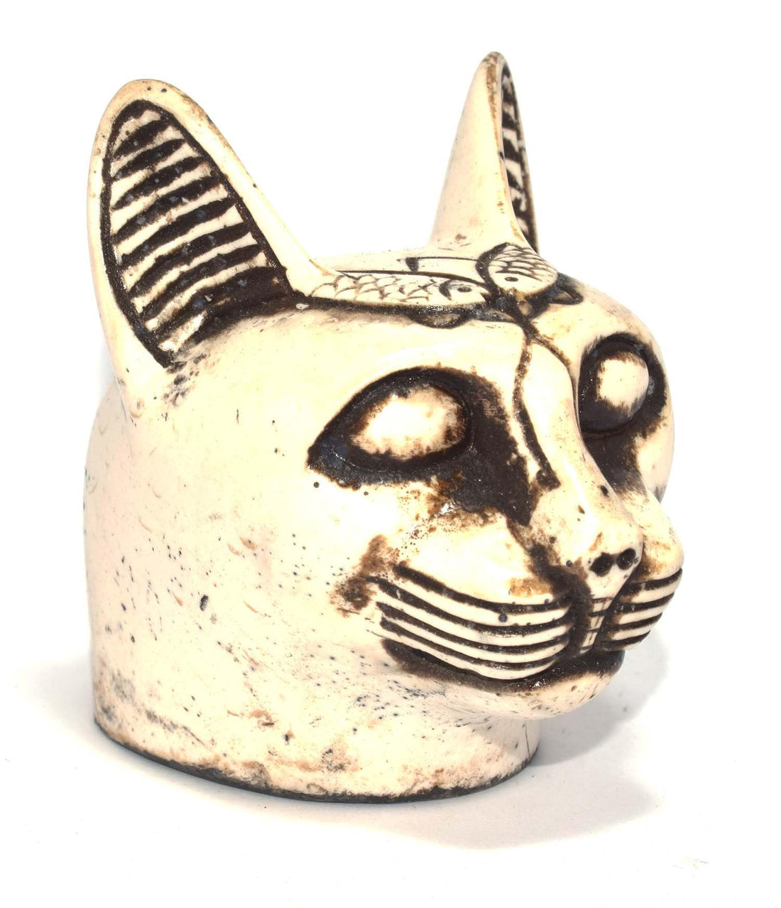 immatgar pharaonic bust bastet Statue ancient Egyptian souvenirs gifts for women and men Home Décor Sculpture Pharaohs art (off white - 6.5 CM Long)