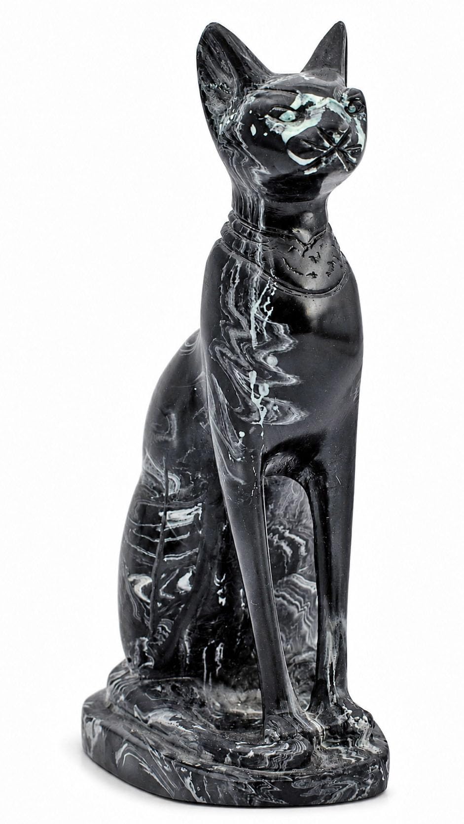 immatgar pharaonic Cat Bastet Statue Egyptian souvenirs gifts from egypt handmade (Black Wavy 1-11 CM Long)