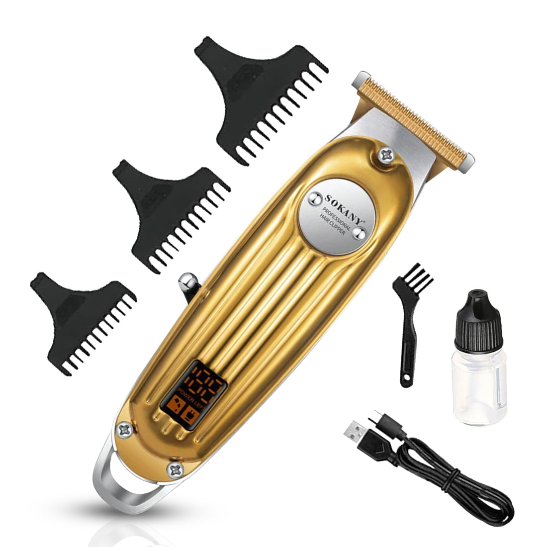 SOKANY Hair Shaver & Clipper SK-LF-9947, Professional Cordless Trimmer with LED Display, 120 Min Runtime, 3 Combs, Fine-Cutting Teeth, Salon-Quality Haircuts at Home