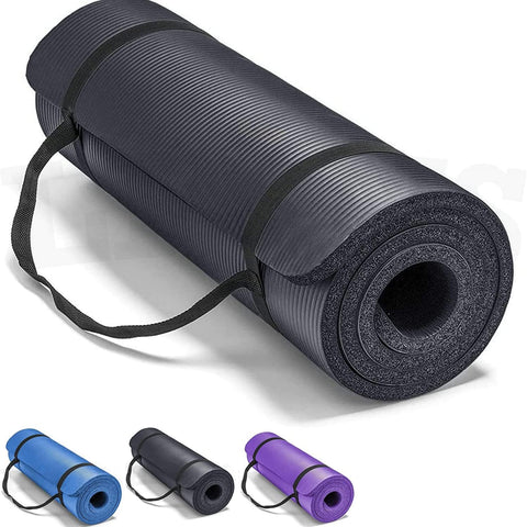 Yoga Mat - Non Slip Yoga Mat with Yoga Mat Strap Included - 10mm Thick Exercise Mat