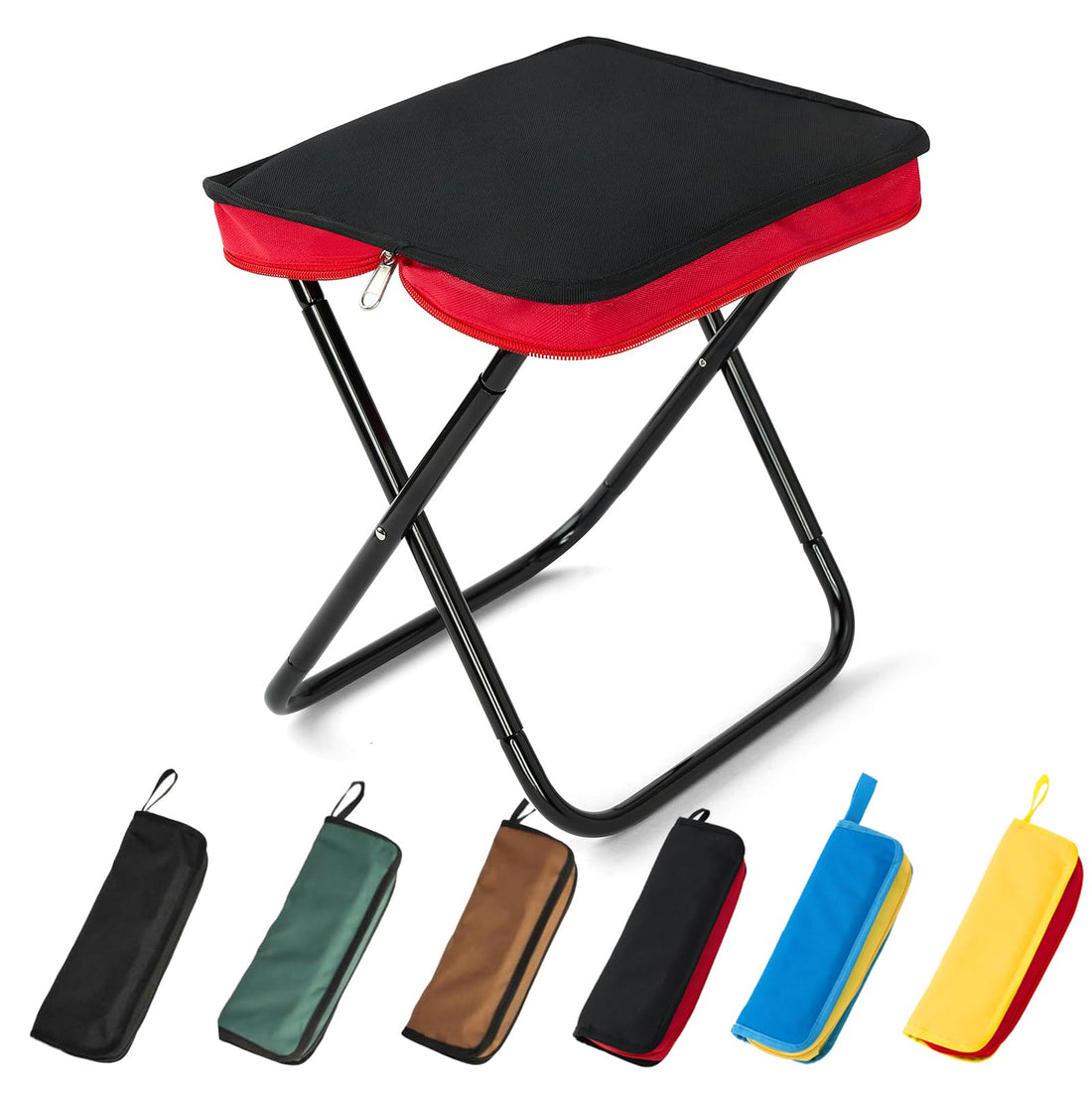 Qboo Folding Chair, Outdoor Chair, Camping Chair, 6 Colors, Folding Chair, Compact, Black & Red