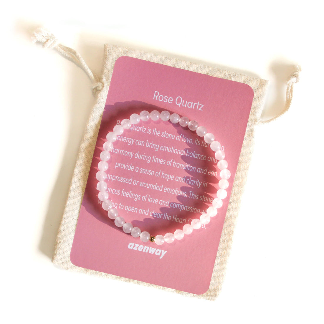 Charged Healing Crystal Bracelet - Natural 4mm Gemstones with 14k Gold Filled Beads, Stretch Cord & Gift Box - Semi-Precious Jewelry for Women & Men (Rose Quartz, Medium)