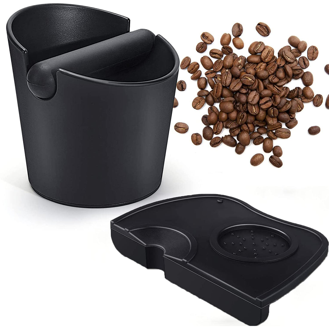 Arabest Espresso Coffee Tamper Mat, Knock Box, Set of 2 Pieces Silicone Tamper Mat with Removable Knock Bar Non-Slip Food Safe Base for Barista Tool Home Kitchen Bar Coffee Shop