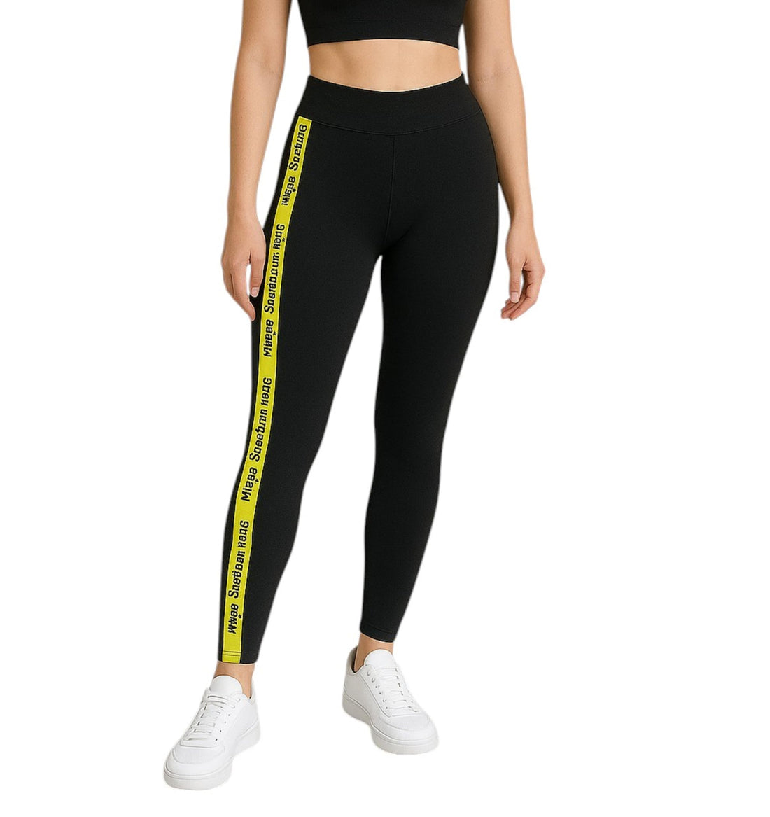 MIZAYA Women's High Waisted Leggings with Line in Jump,Stylish Elastic Material for Sports and Daily Use for Girls and Women