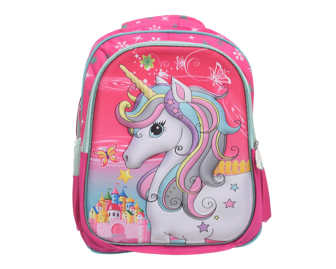ST-7 14INCH D1411 3D Durable School Backpack with 2 Zippers, Spacious & Lightweight Bag for Kids, Teens & Students, Comfortable Shoulder Straps