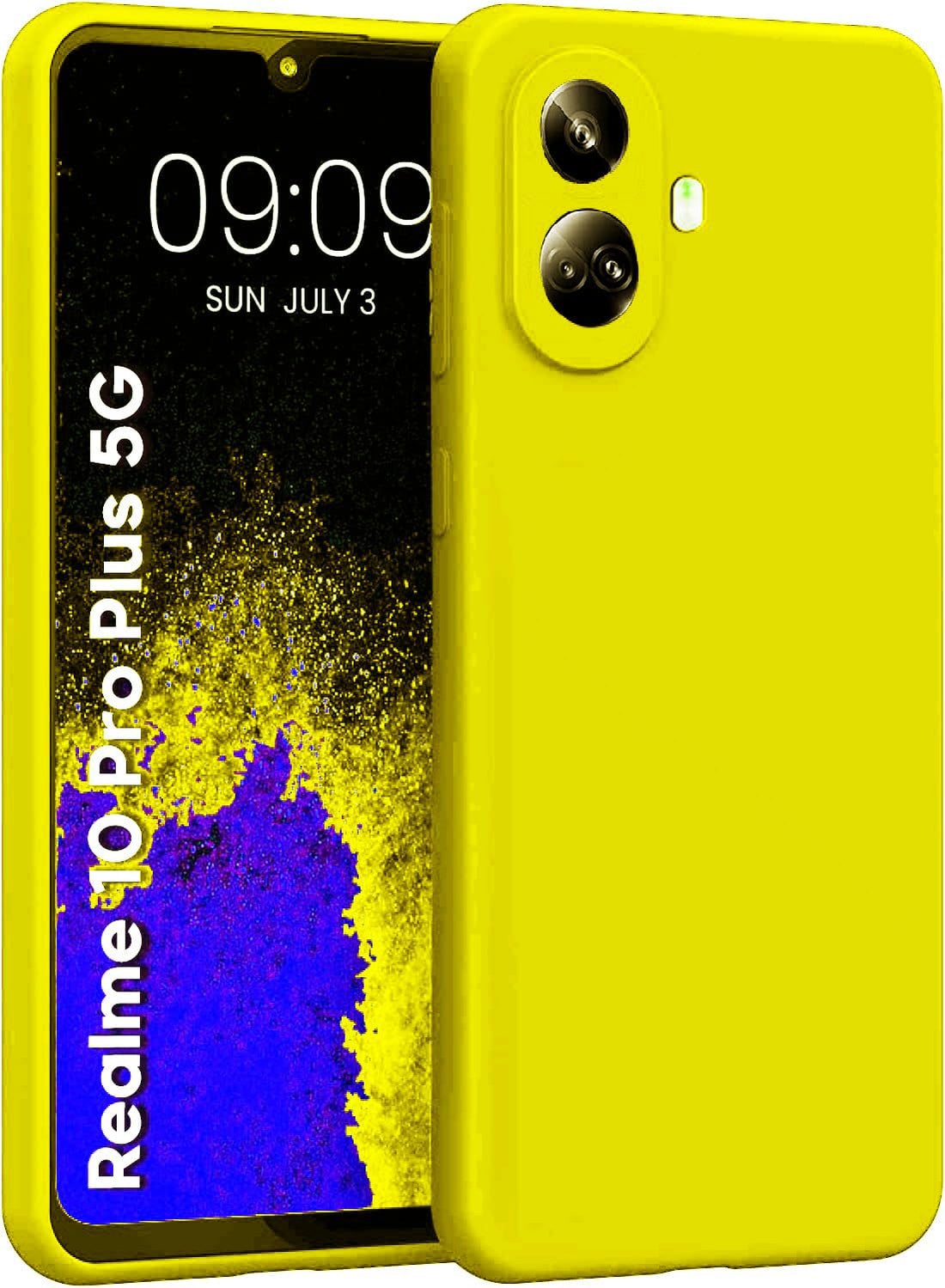High-quality Silicone Case With A Modern, Streamlined Design And Inner Lining, Compatible with Realme 10 Pro Plus (Yellow)