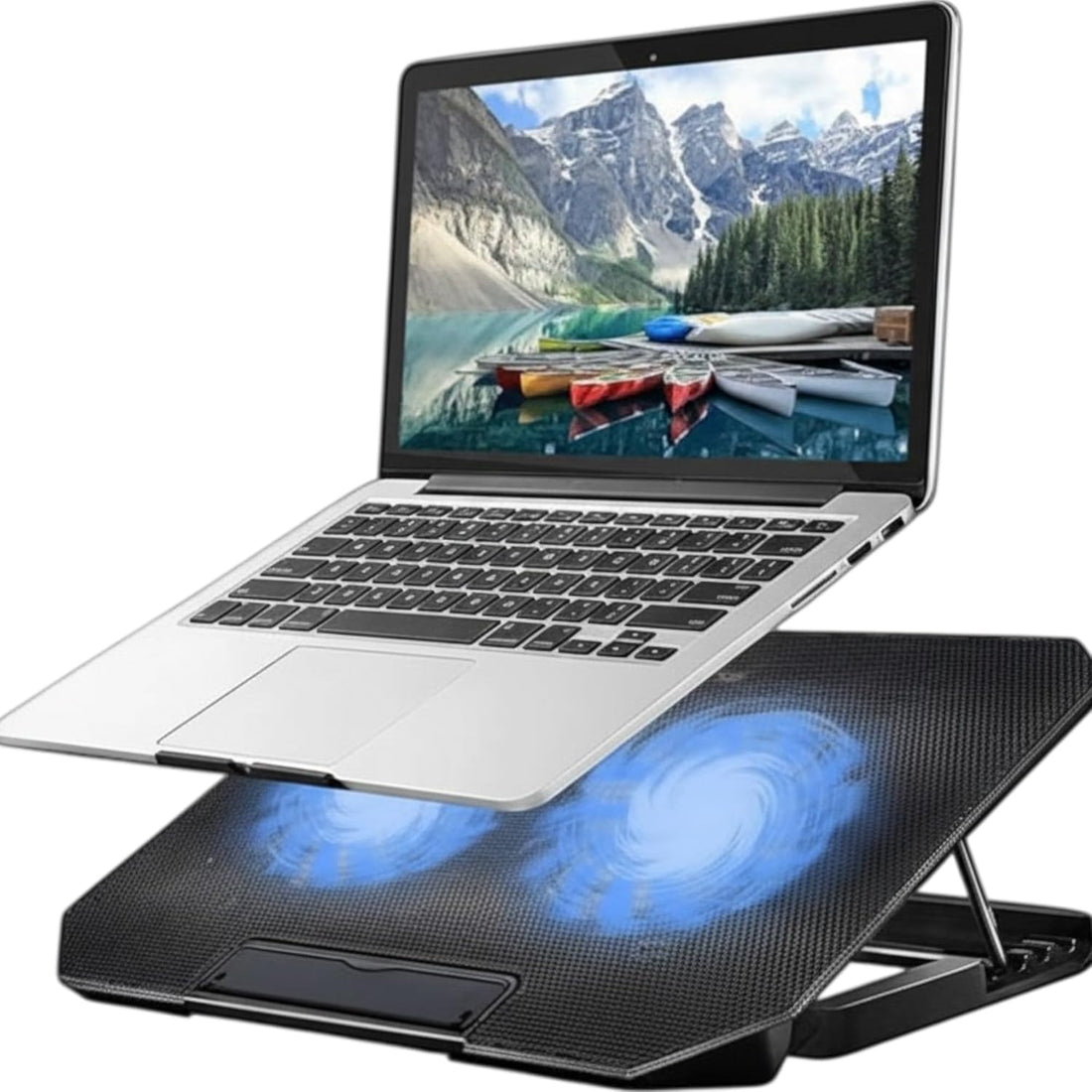 Laptop Cooling Pad ZR650 - Dual 140mm Silent Fans with LED Lights, Metal Mesh Surface, 5 Adjustable Heights, USB Powered Cooler Stand for 12-17 Inch Gaming Notebooks, MacBook, PC (Multicolor)