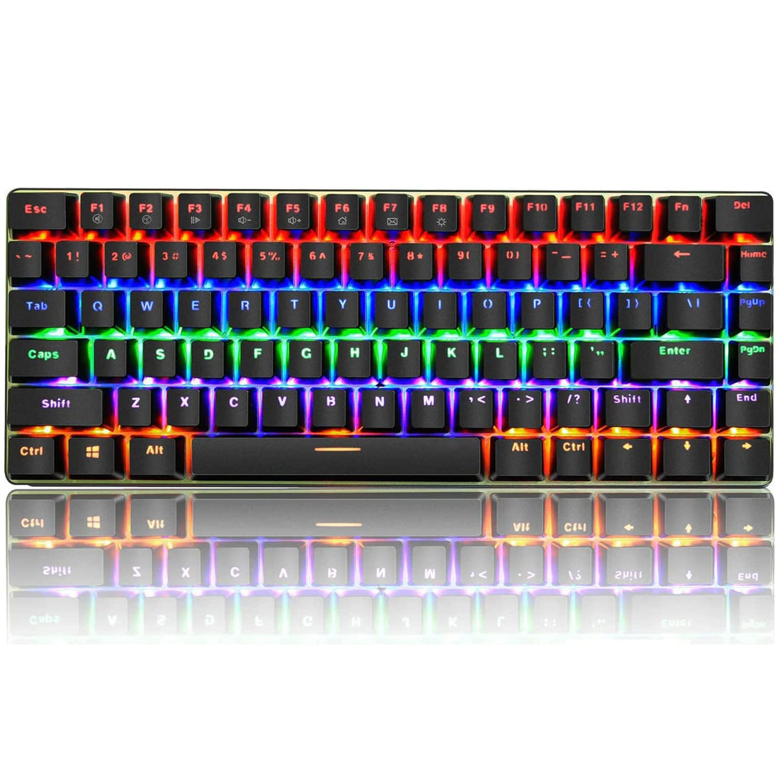 AJAZZ NACODEX AK33 Bluetooth & Wired Mechanical Keyboard,Two Mode BT5.0/USB-C 82 Keys Bluetooth Mechanical Keyboard,Rainbow LED Backlit,Compact Gaming Keyboard for Windows Mac PC Gamer(Black)