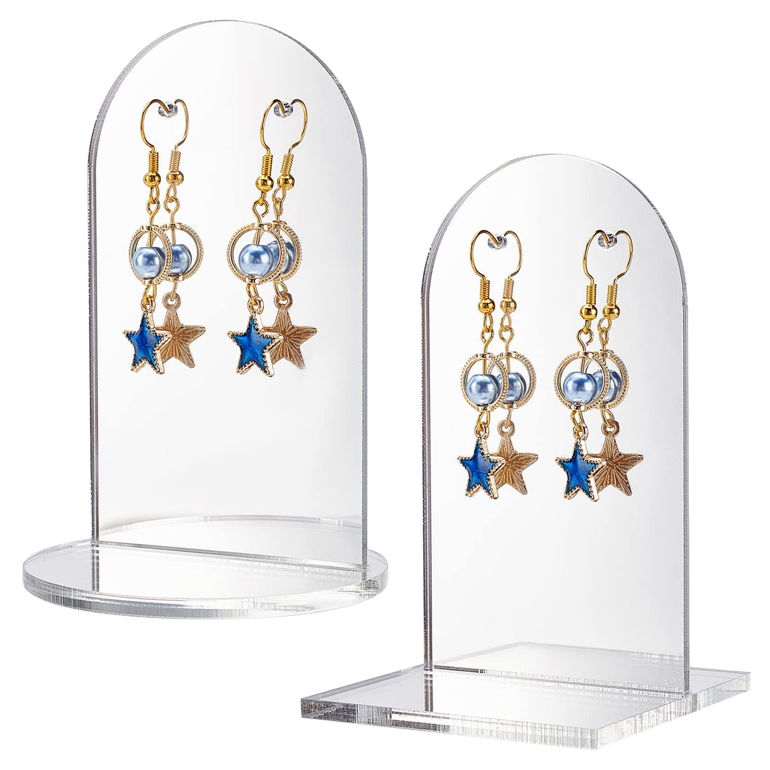 AHANDMAKER 2 Sets Acrylic Earring Display Stands, 2 Style Clear Jewelry Displays Sturdy Acrylic Necklace Organizer with Stand Marketing Holders for Retail Show Personal Use Photo Prop