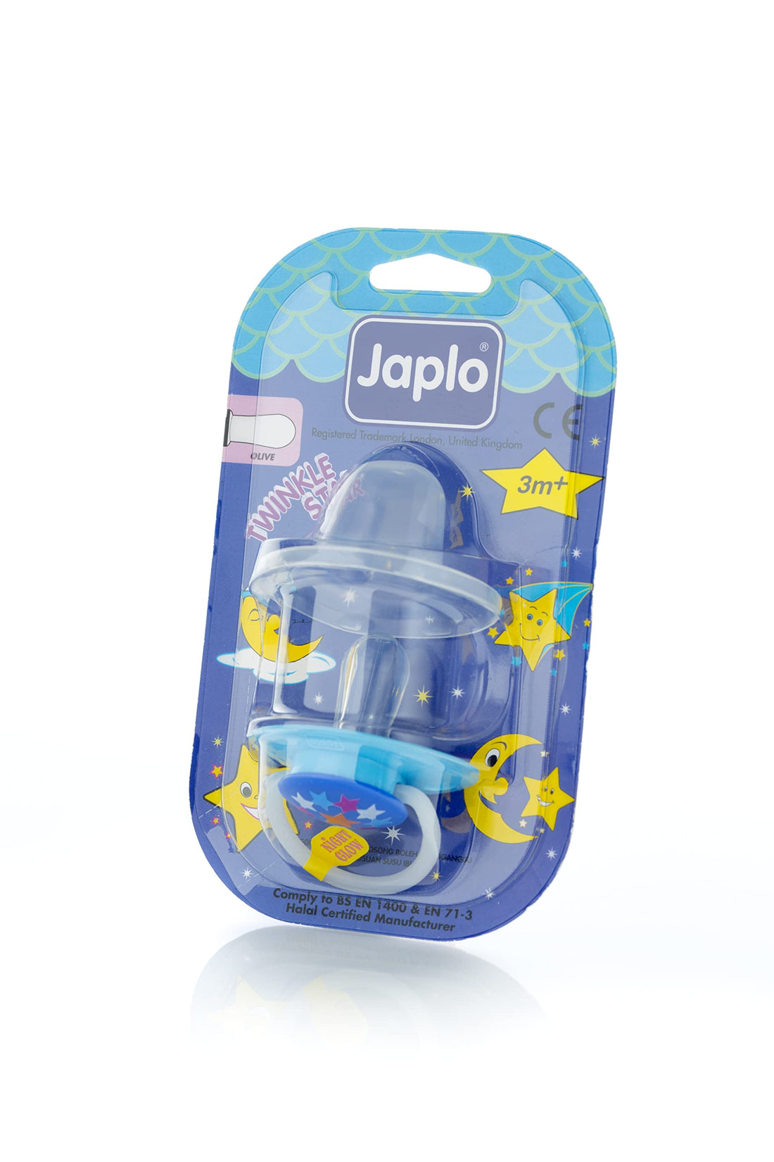 Japlo twinkle star olive soother m+3, with cover (pacifier)