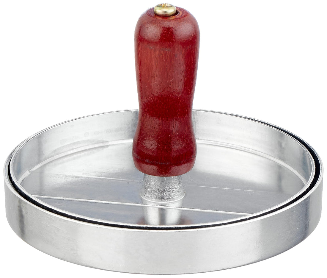 Burger press, round shape - silver brown