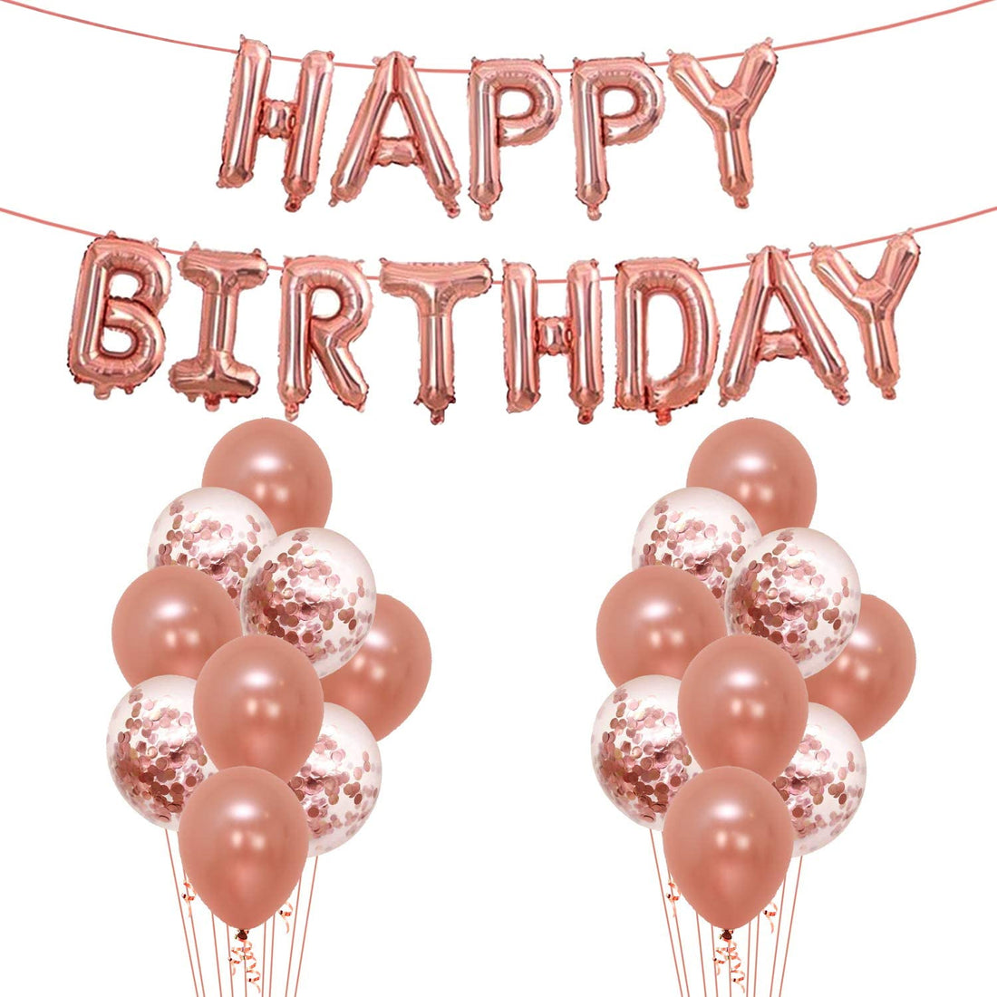 Party Propz Rose Gold Balloons Birthday Decoration Kit - 13 Pcs | Happy Birthday Foil Balloon | Decoration for Girls and Women