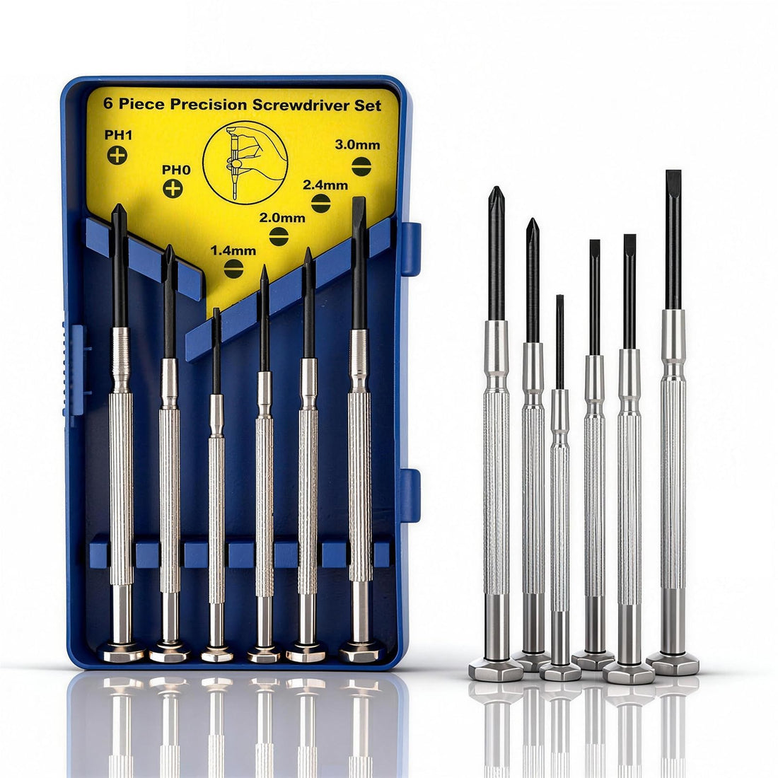 Garoma 6Pcs Small Screwdriver Set, Mini Screwdriver Set, Eyeglass Repair Screwdriver with 6 Different Size Flathead and Philips Screwdrivers, Ideal for Watch, Jewelers