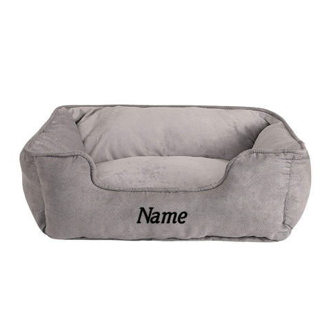 2 in 1 Dog Bed, Dog Pillow, Dog Sofa (S), 60 x 50 cm, Grey (with Name Print)