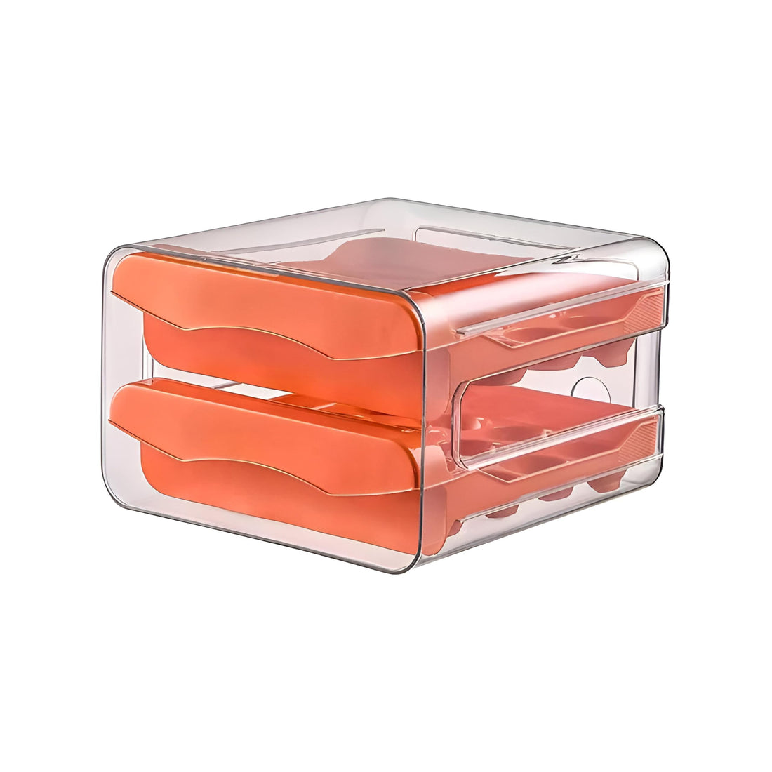 Acrylic Egg Holder, Two-Layer Rolling Dispenser, Break-Resistant, 14x20x15 cm, Space-Saving Refrigerator Storage Organizer