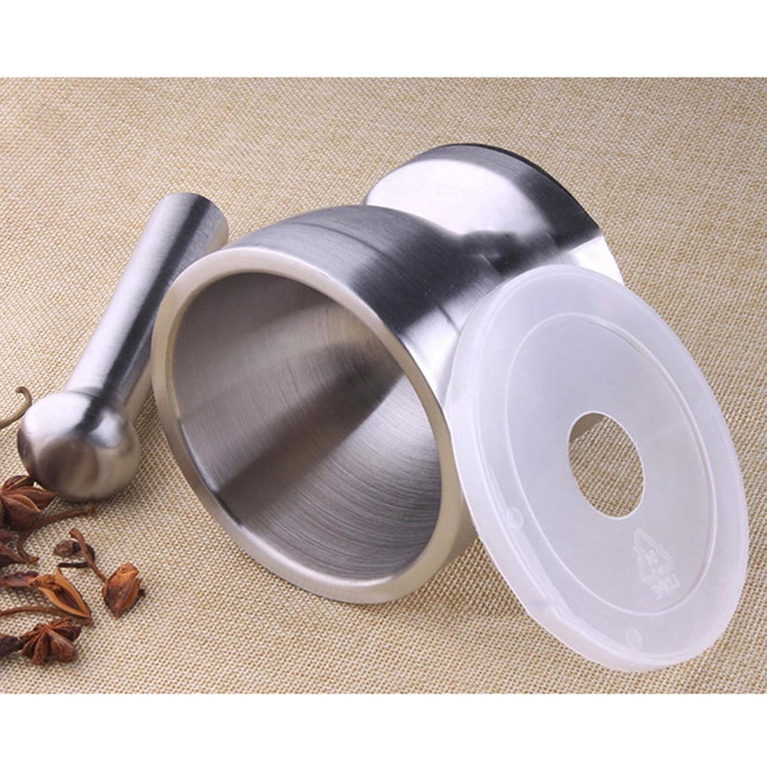 Heavy Cast Stainless Steel Mortar with Lid and Solid Base Reliable Kitchen Tool for Daily Grinding Spices Herbs and Pastes
