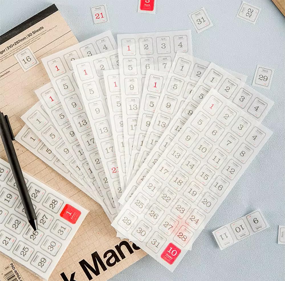Calendar Sticker 365 day date Stick Labels Decorative Scrapbooking Diary Album Planner hand made Collage material