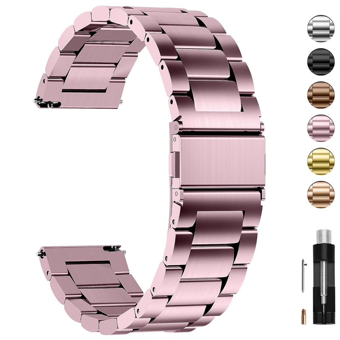 Fullmosa Smart Watch Strap 16mm 18mm 19mm 20mm 22mm 24mm, Metal Straps for Mens & Women, Compatbile for Samsung, Casio, Huawei, Fossil, Withings Smart Watch
