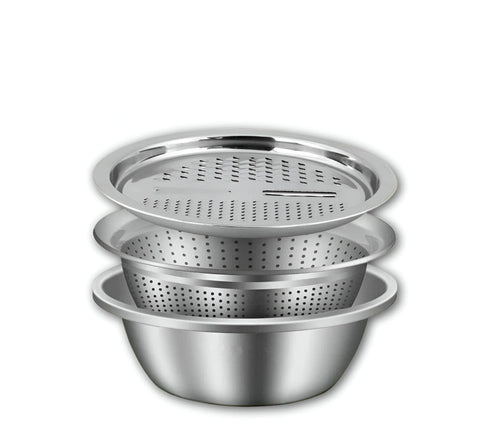 Multi -functional stainless steel pelvis - Stainless steel grater with an integrated drain basket mixing high -quality tool to get food preparation without trouble and chaos -free