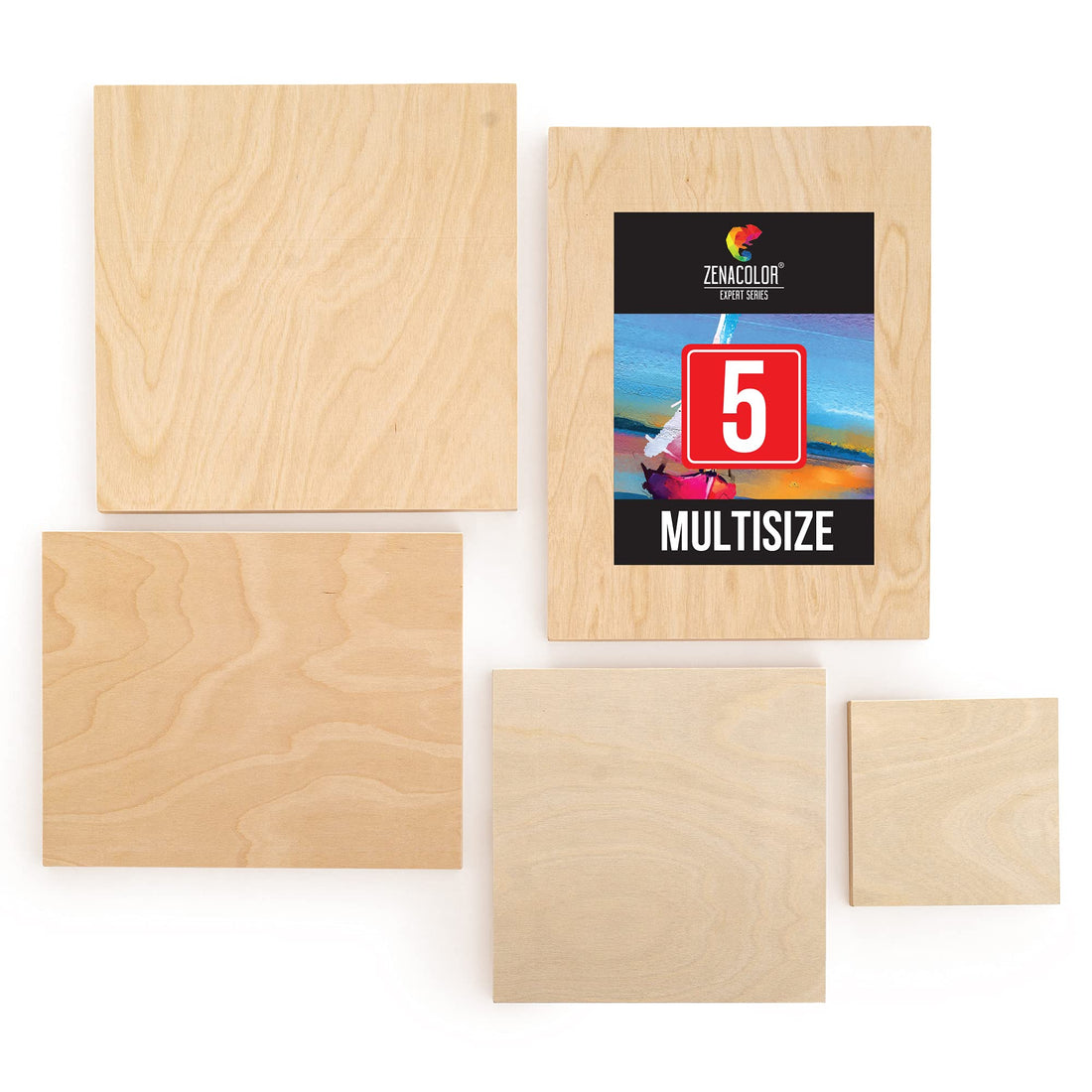 Wood Canvas Panels Set of 5 - Multisize - 5x5, 8x8, 8x10, 9x12, 10x10 Inch - Pin & Betuna Wooden Canvases - All Types of Paint, Burning, String Art, Mixed-Media, Pouring, Wood Arts and Crafts