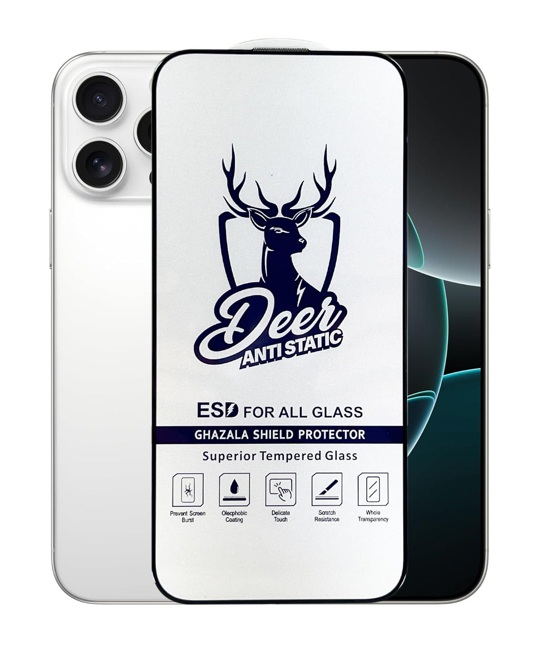 9H Deer Anti Static Tempered Glass Screen Protector for Apple iphone (16 pro max)