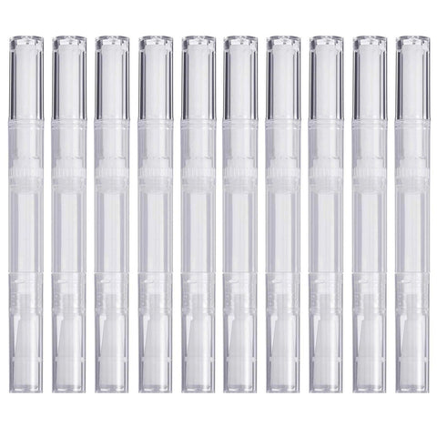 10 Pack 3 ML Transparent Twist Pens, Empty Cuticle Nail Oil Pen with Brush Tip, Cosmetic Lip Gloss Containers Applicators Eyelash Growth Liquid Tube
