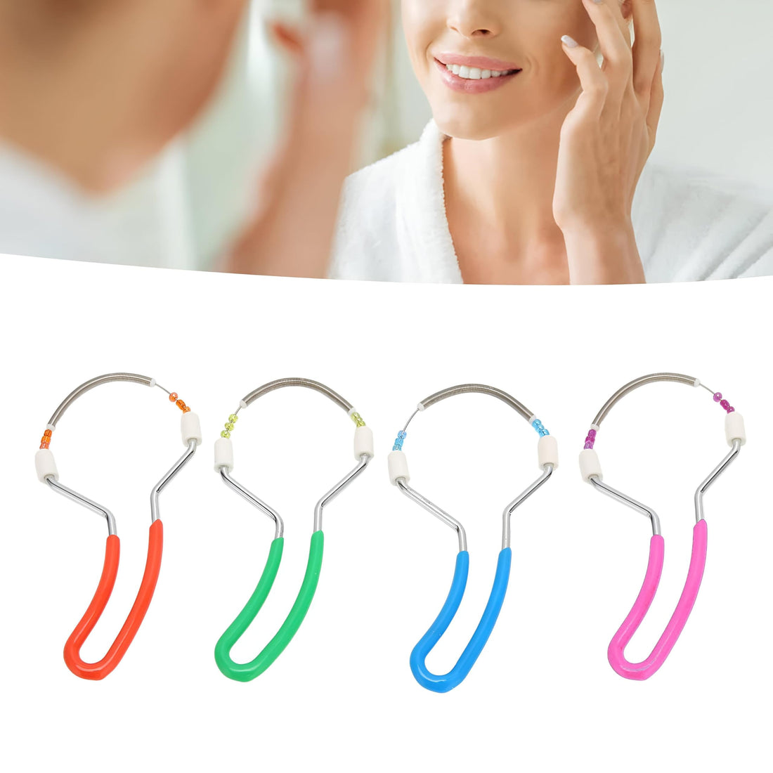 Facial Hair Removers - Precision Spring Face Hair Removal Tools for Men and Women with Handle, Gentle and Effective Threading for Sensitive Skin Hair Removal (4PCS)
