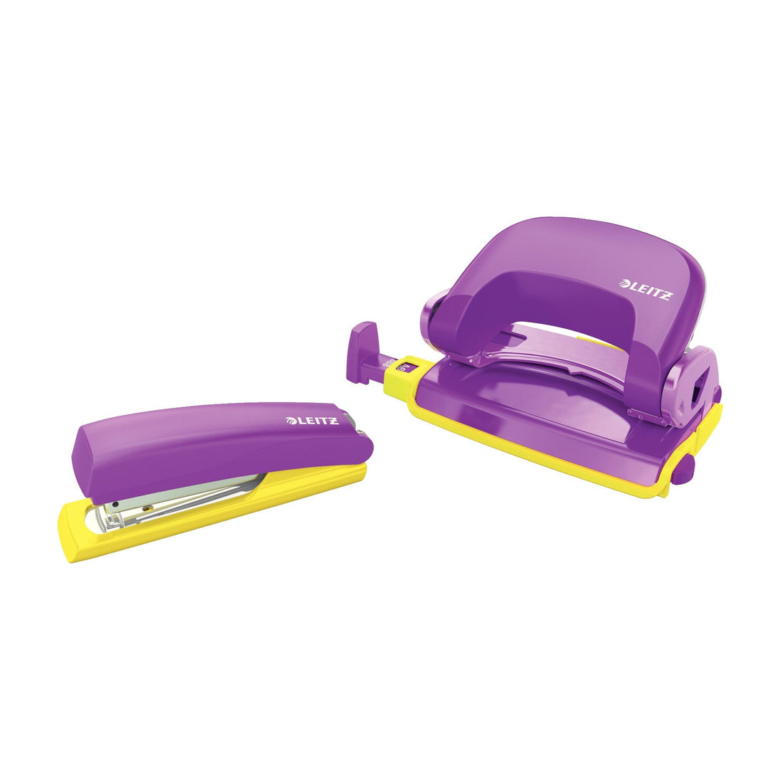Leitz Retro Chic Mini Stapler/Punch - Purple/Yellow, 10 Sheet