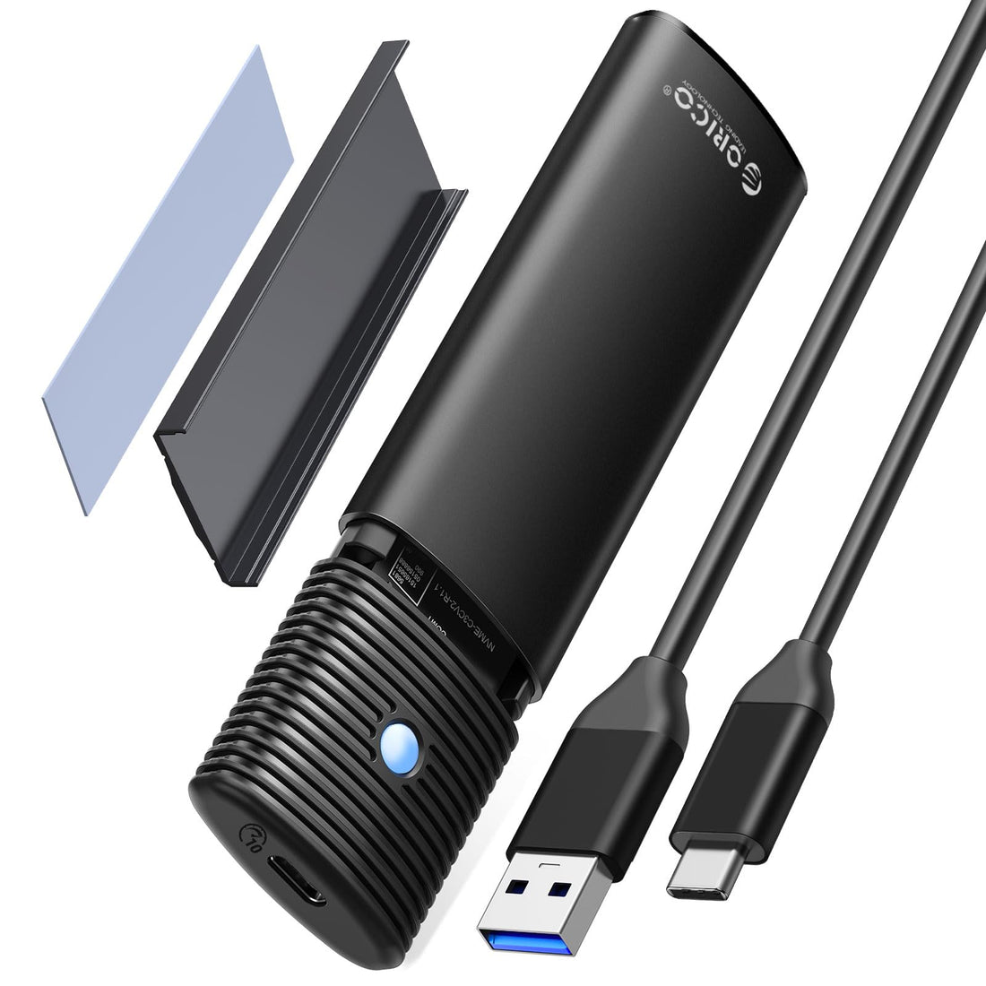 ORICO Aluminum M.2 NVMe SSD Enclosure , Tool-Free 10Gbps USB C Adapter, USB 3.2 M.2 NVMe Reader, External SSD Case Thunderbolt 3 compatible, Supports 4TB 2230/2242 /2260/2280 PCIe M-Key SSDs-BK(G2A)